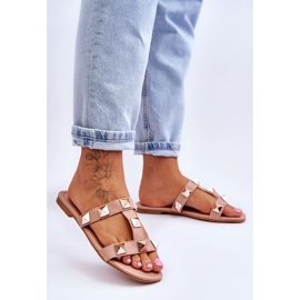 Pantofole da donna Nude Mercure con borchie grandi rosa 2