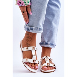 Sandali Donna Con Borchie Grandi Bianco Mercure 1