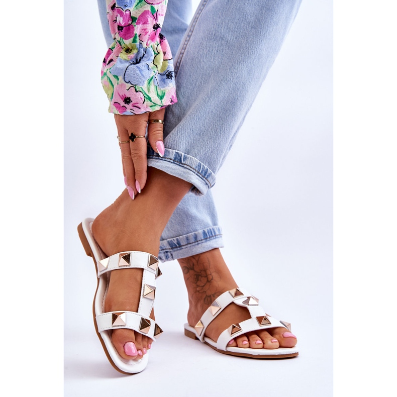 Sandali Donna Con Borchie Grandi Bianco Mercure bianca 2