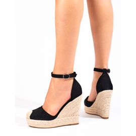 SHELOVET Eleganti espadrillas con zeppa nero 1