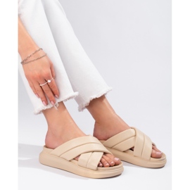 Ciabatte sulla piattaforma LA.FI beige 1