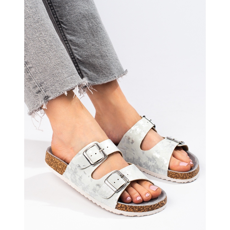 W. Potocki Comode pantofole Potocki bianco argento 1