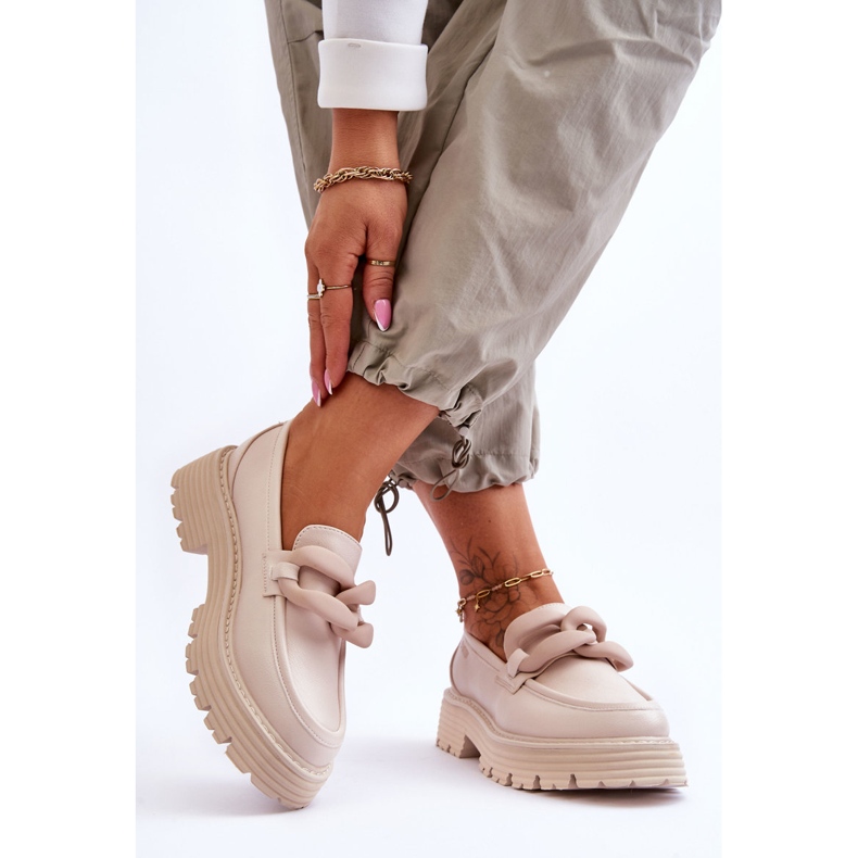 Mocassini in pelle Big Star Shoes LL274581 Beige 2