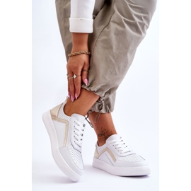 Scarpe Sportive Traforate in Pelle da Donna Bianche e Oro Carvalo bianco 2