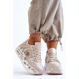 PE1 Sneakers in pelle da donna su una piattaforma spessa Asturie beige 1