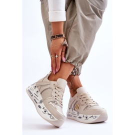 PE1 Sneakers in pelle da donna su una piattaforma spessa Asturie beige 2