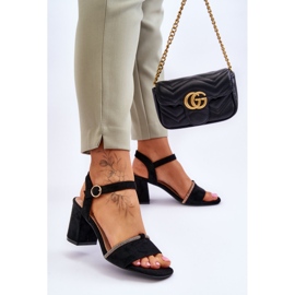 Sandali con tacco basso in camoscio da donna neri Loredo nero 2