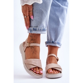 Sandali con zeppa per scarpe comfort da donna Nude Ingrid beige 1