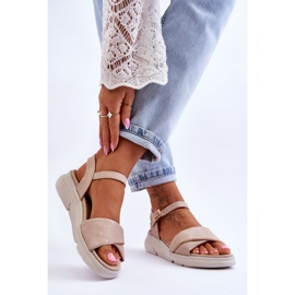 Sandali con zeppa per scarpe comfort da donna Nude Ingrid beige 2