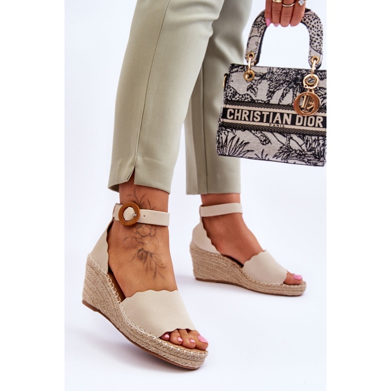 Sandali Con Zeppa In Pelle Scarpa Comfort Beige Verola 2