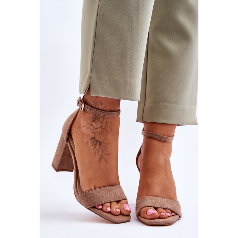 PE1 Sandali Classici Da Donna In Pelle Scamosciata Marrone Passo 1