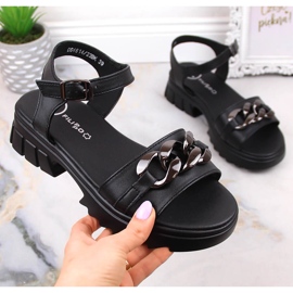 Sandali da donna in pelle nera con catena Filippo DS4614 nero 1