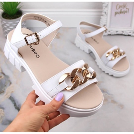 Sandali da donna in pelle con catena bianca Filippo DS4614 1