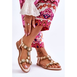 Sandali Bassi Dallas In Camoscio Beige Con Pietre 2