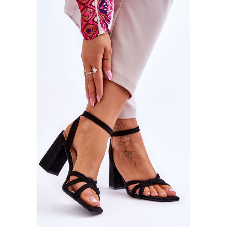 Sandali classici con tacco in pelle scamosciata Black Bernett nero 2