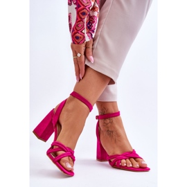 Classici sandali con tacco in pelle scamosciata Bernett fucsia rosa 2