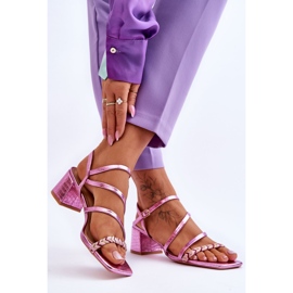 Sandali da donna in pelle di serpente viola Amorio 2
