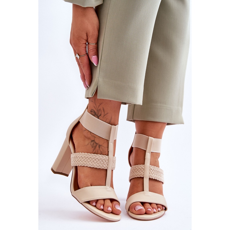 Sandali in pelle con tacco alto Marren beige 1