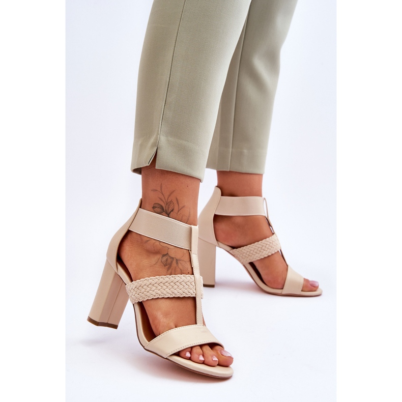Sandali in pelle con tacco alto Marren beige 2