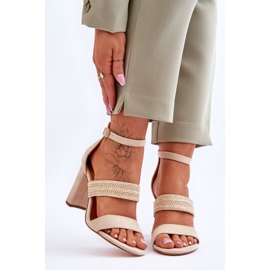 Sandali In Pelle Scamosciata Con Tacco Intrecciato Beige Roselia 1