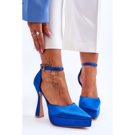 Décolleté alla moda su un tacco alto più ampio Follia blu 1