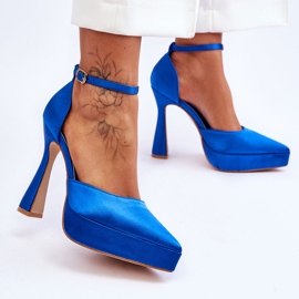 Décolleté alla moda su un tacco alto più ampio Follia blu 2