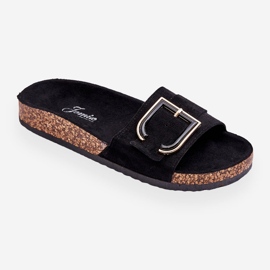 Ciabatte da donna in camoscio con plateau nere Festil nero 2