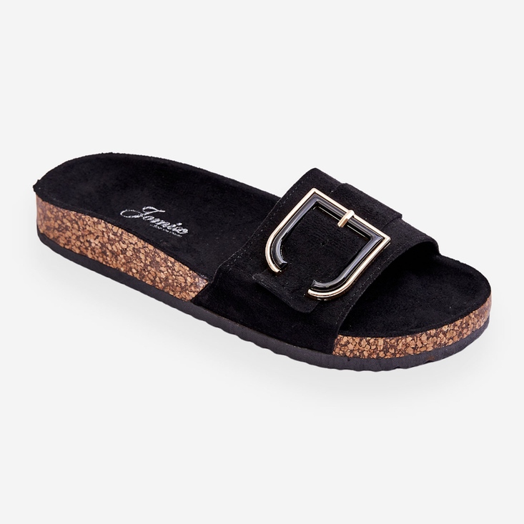 Ciabatte da donna in camoscio con plateau nere Festil nero 2