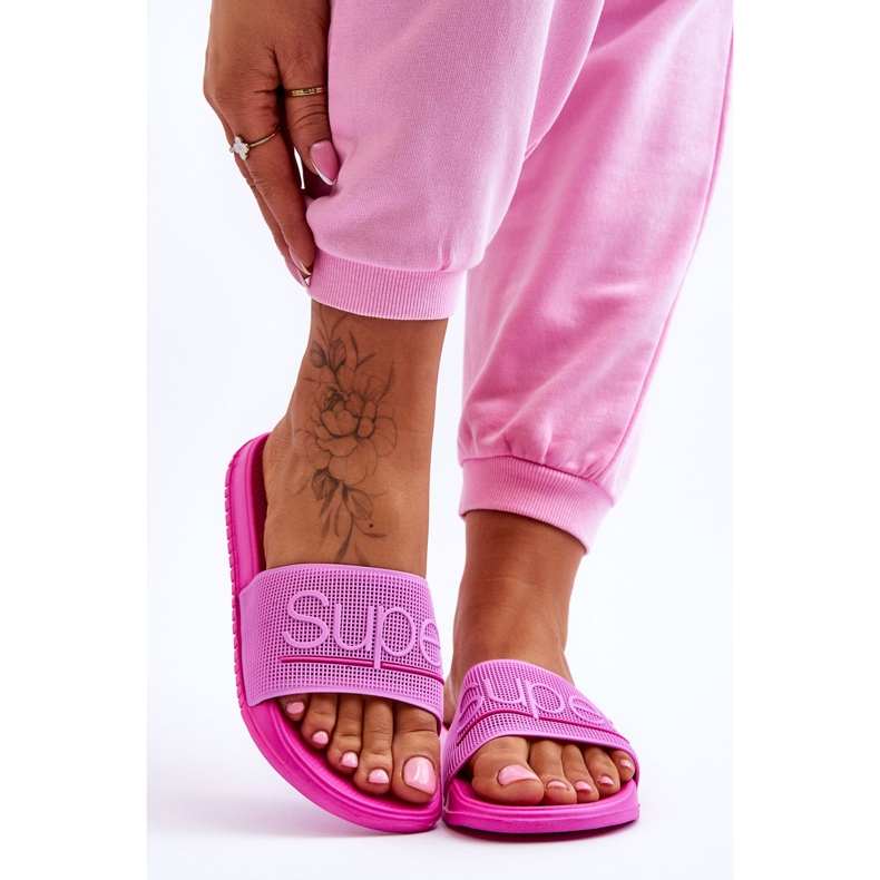 Pantofole Leggere Da Donna Con Scritta Merry Fucsia rosa 1