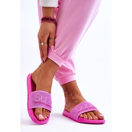 Pantofole Leggere Da Donna Con Scritta Merry Fucsia rosa 2