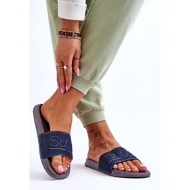 Pantofole Leggere Da Donna Con Scritta Merry Grigio Navy blu 2