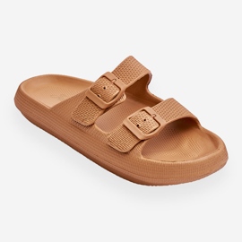 Ciabatte da donna in schiuma leggera marrone Cleve 2