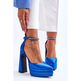 Pompe alla moda su un tacco Santoro blu 1