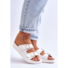 Ciabatte da donna con plateau a righe bianche Clever bianco 1