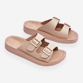 Sandali Con Plateau Da Donna Con Strisce Beige Clever 1
