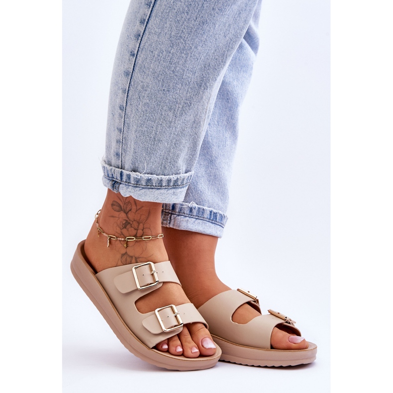 Sandali Con Plateau Da Donna Con Strisce Beige Clever 2