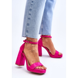 Sandali alla moda in pelle scamosciata con tacco quadrato Merila fucsia rosa 2