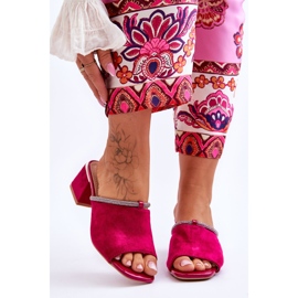 Pantofole Tacco Alto in Pelle Scamosciata S.Barski KV-612-2 Fucsia rosa 2