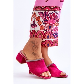 Pantofole Tacco Alto in Pelle Scamosciata S.Barski KV-612-2 Fucsia rosa 1