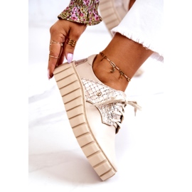 Lemar Scarpe in pelle beige e oro su piattaforma 4