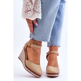 Sandali Con Zeppa Classici Da Donna Beige Scuro Malani 1