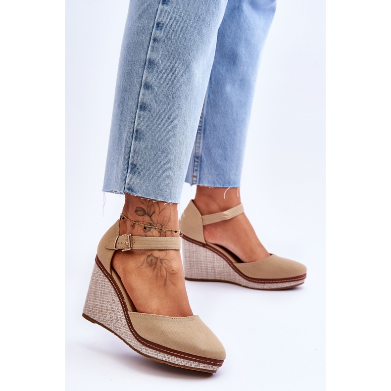 Sandali Con Zeppa Classici Da Donna Beige Scuro Malani 2