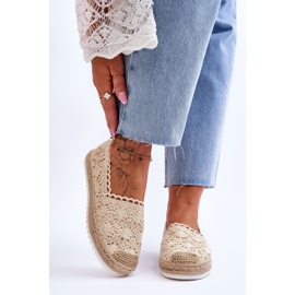 Espadrillas Slip On in pizzo Beige Blanco 1