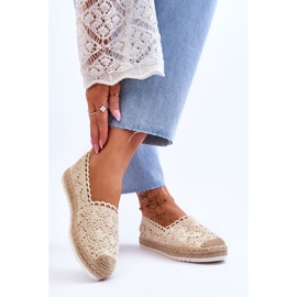 Espadrillas Slip On in pizzo Beige Blanco 2