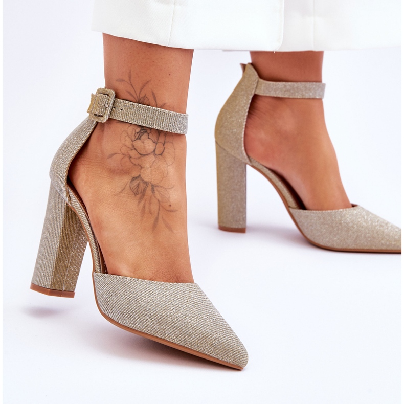 Décolleté con tacco alto lucido Oro True Love d'oro 2