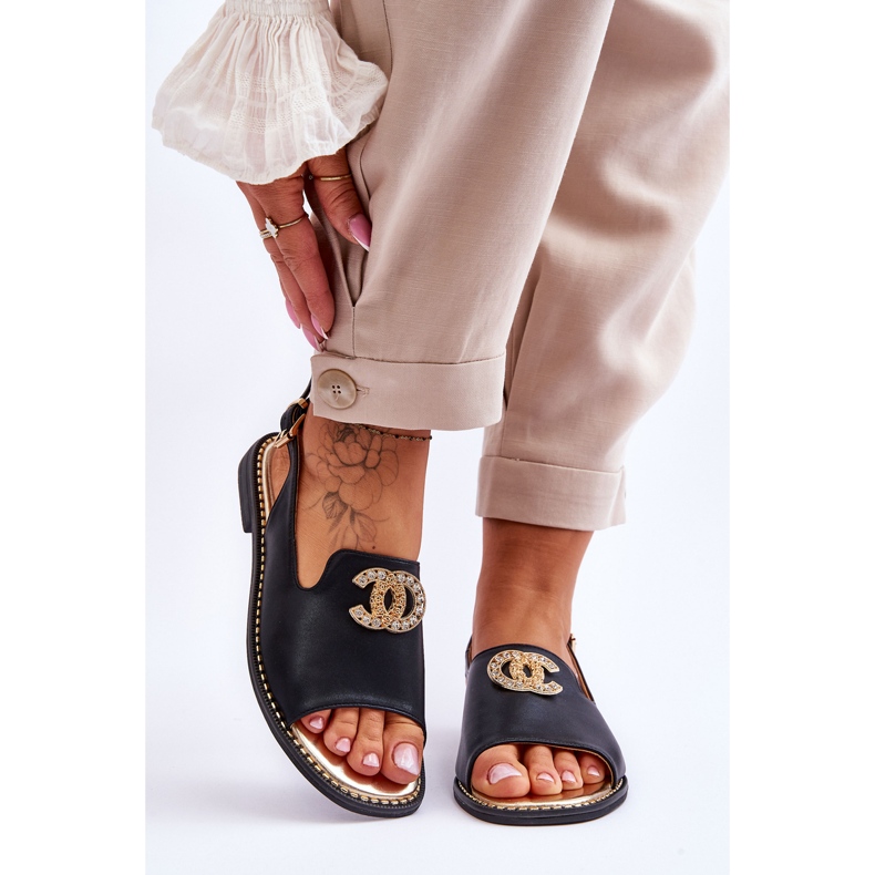 Sandali Donna Con Decorazione S.Barski KV-2775-49 Neri nero 1