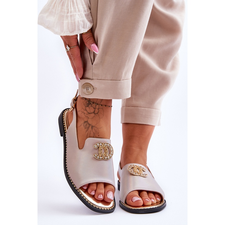 Sandali Donna Con Decorazione S.Barski KV-2775-49 Rosa-Oro 1