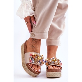 Ciabatte da donna con plateau S.Barski KV-578-1 Nude beige 1