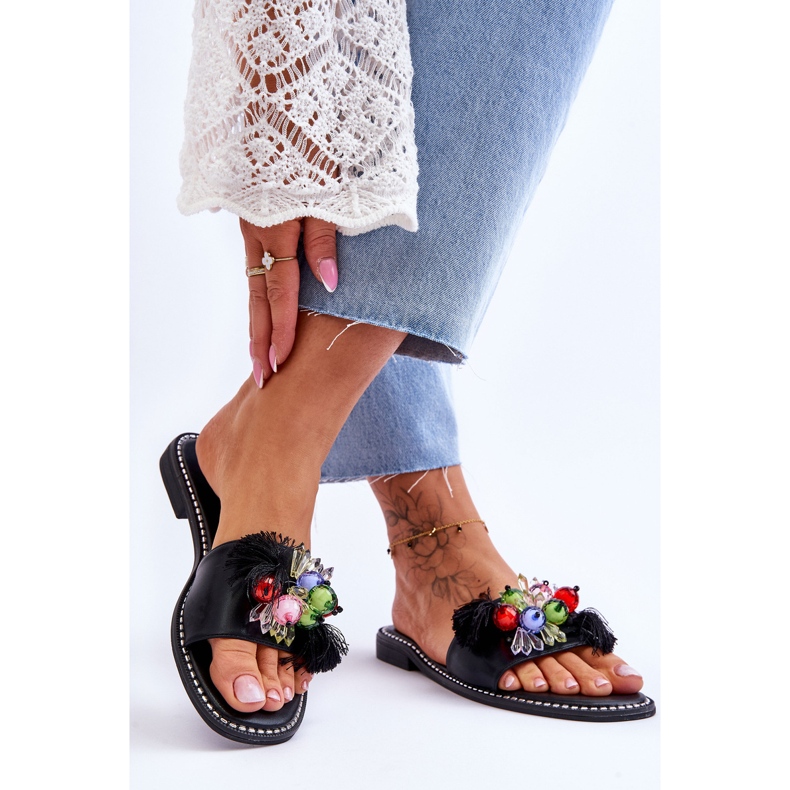 Pantofole S.Barski Con Perline Decorative KV-2775-47 Nero 2