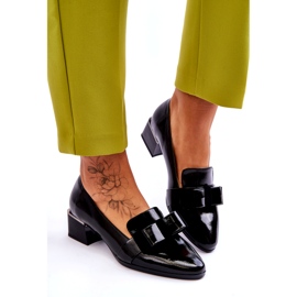 Vinceza Décolleté alla moda in pelle verniciata con fiocco decorativo Shira nero 3